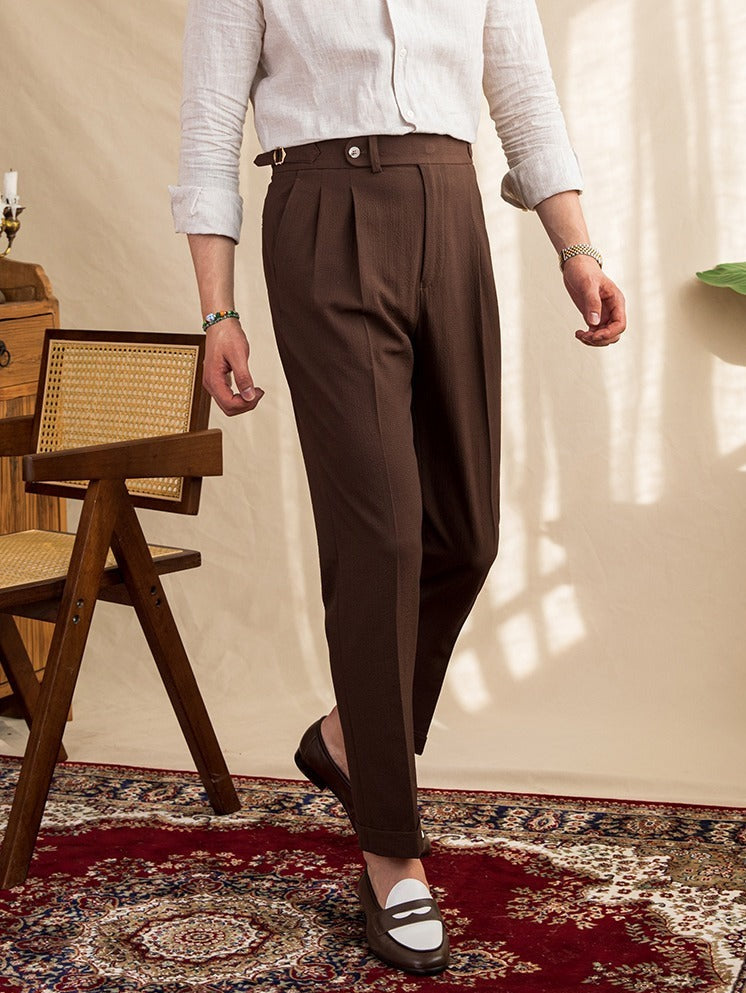 Monterosso Seersucker Pleated Trousers