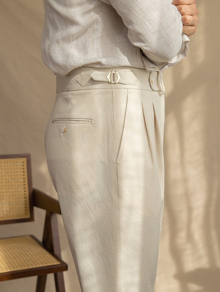 Monterosso Seersucker Pleated Trousers