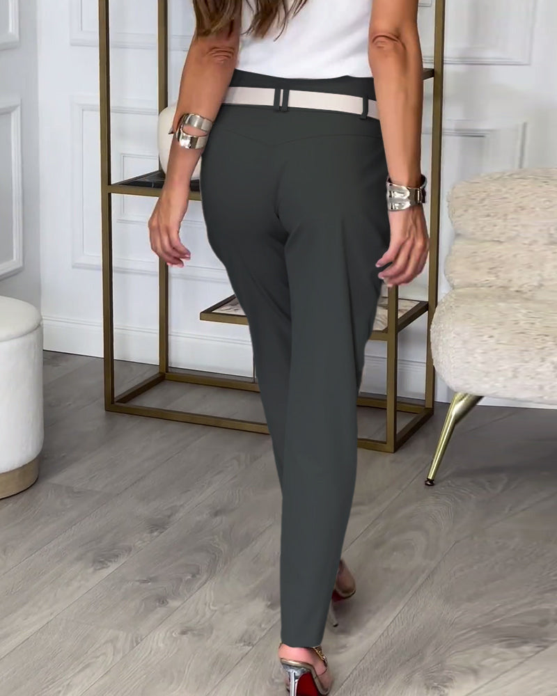 Sybille - Pantalon Patchwork avec ceinture