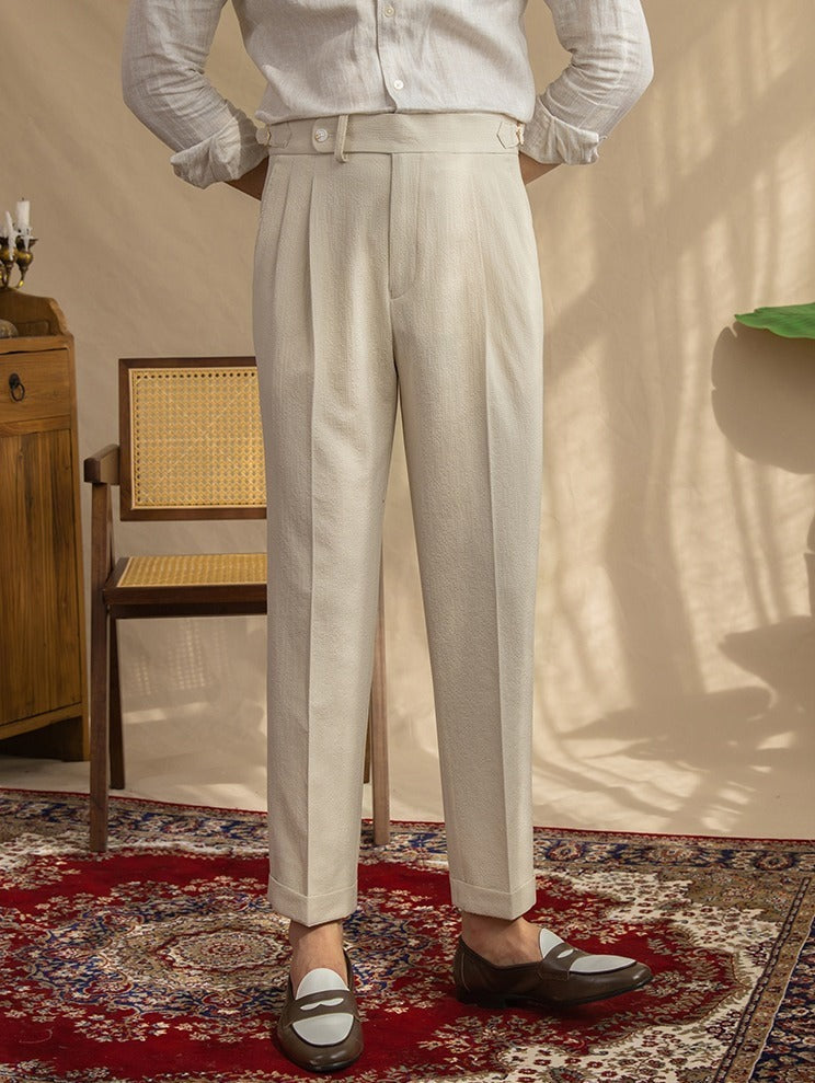 Monterosso Seersucker Pleated Trousers