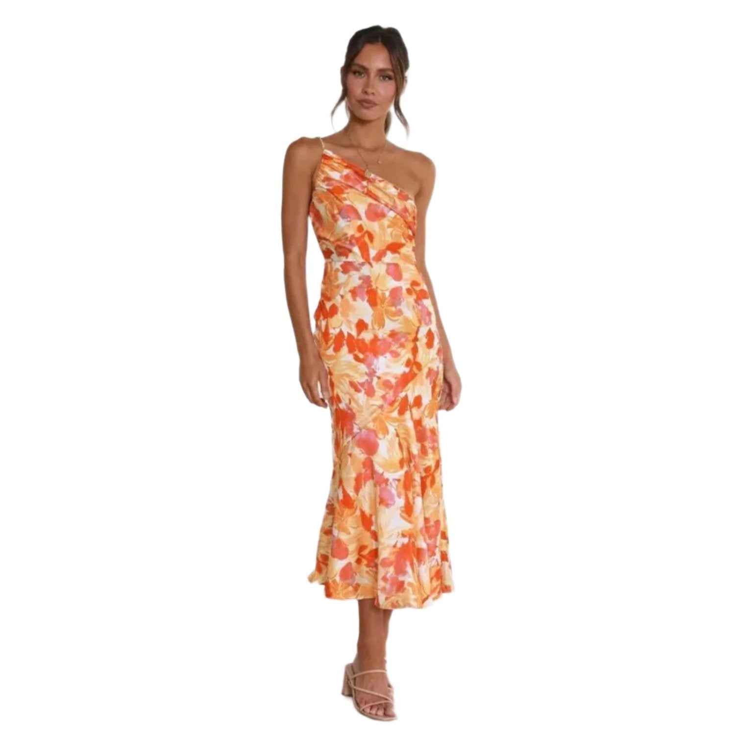 Liorine - Robe longue asymétrique à fleurs