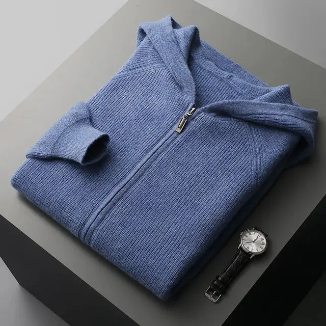 André - Sweat à capuche zippé en cachemire