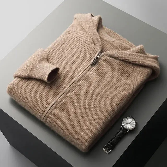 André - Sweat à capuche zippé en cachemire