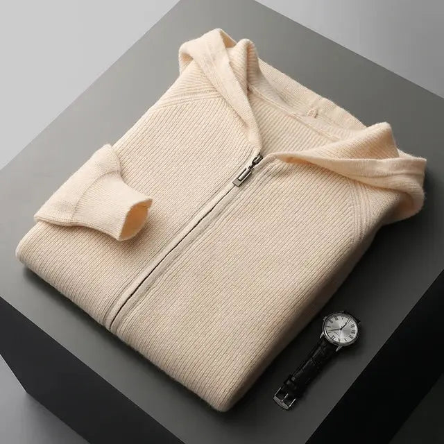 André - Sweat à capuche zippé en cachemire