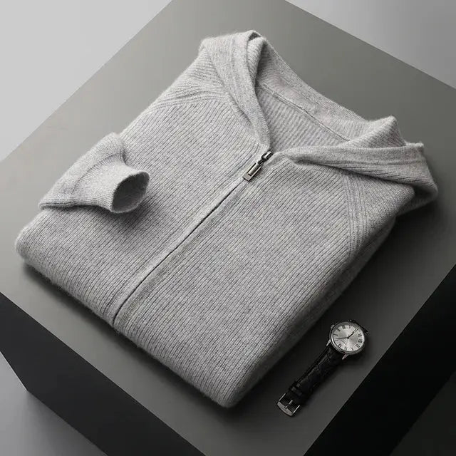 André - Sweat à capuche zippé en cachemire