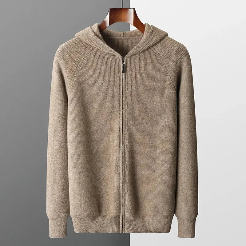 André - Sweat à capuche zippé en cachemire