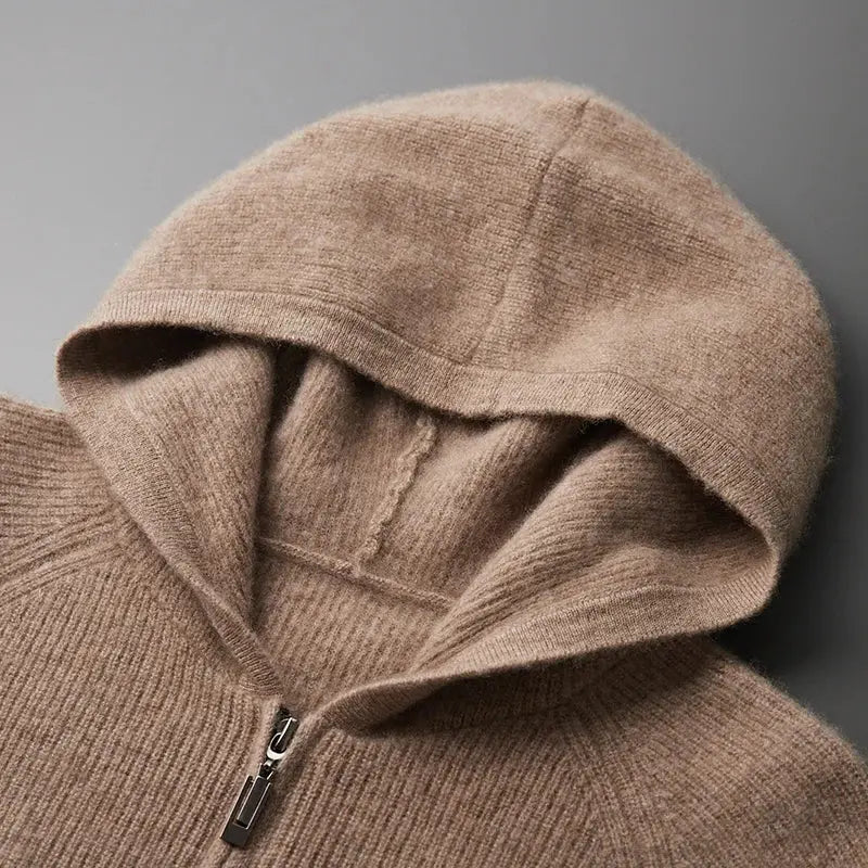 André - Sweat à capuche zippé en cachemire