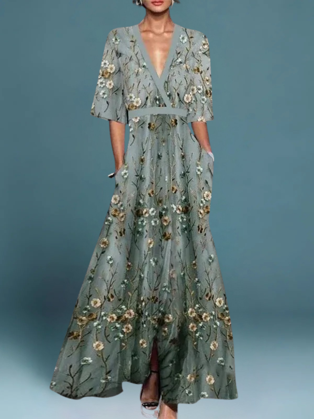 Euphémie – Robe longue élégante à fleurs