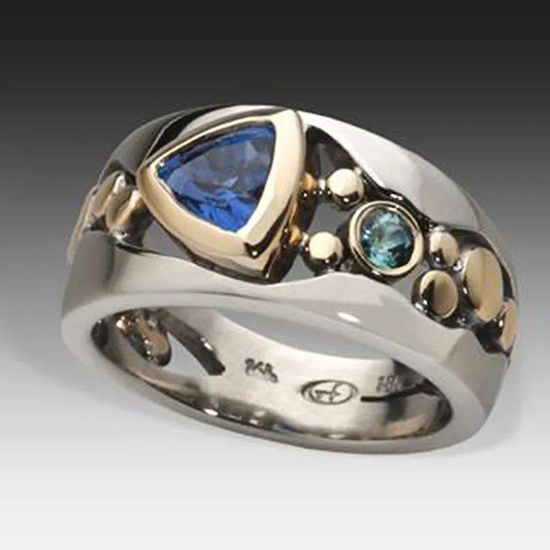 Bague vintage en cristal bleu