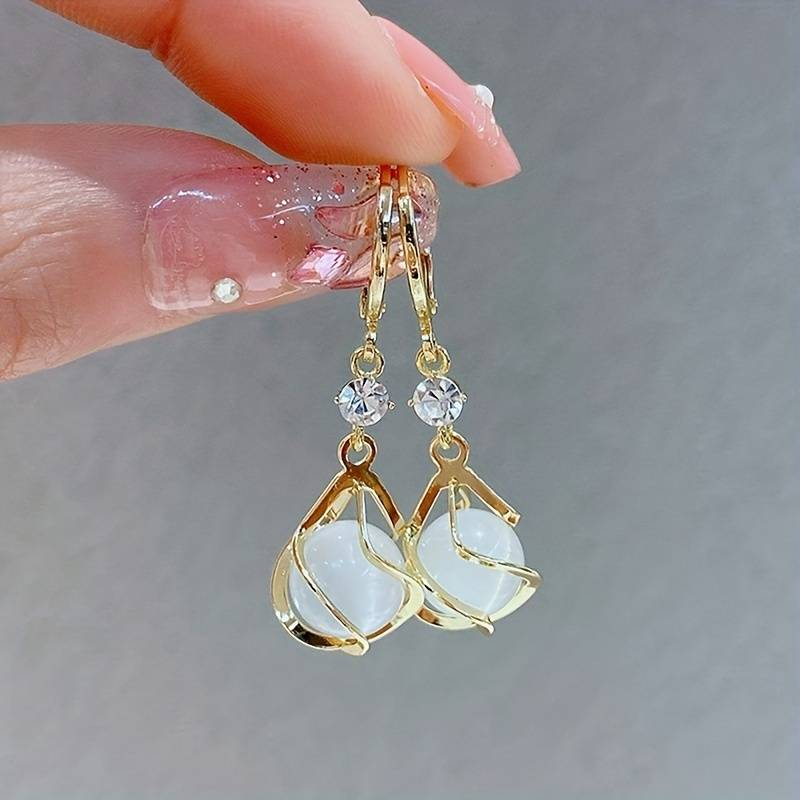 Boucles d'oreilles dorées vintage en opale